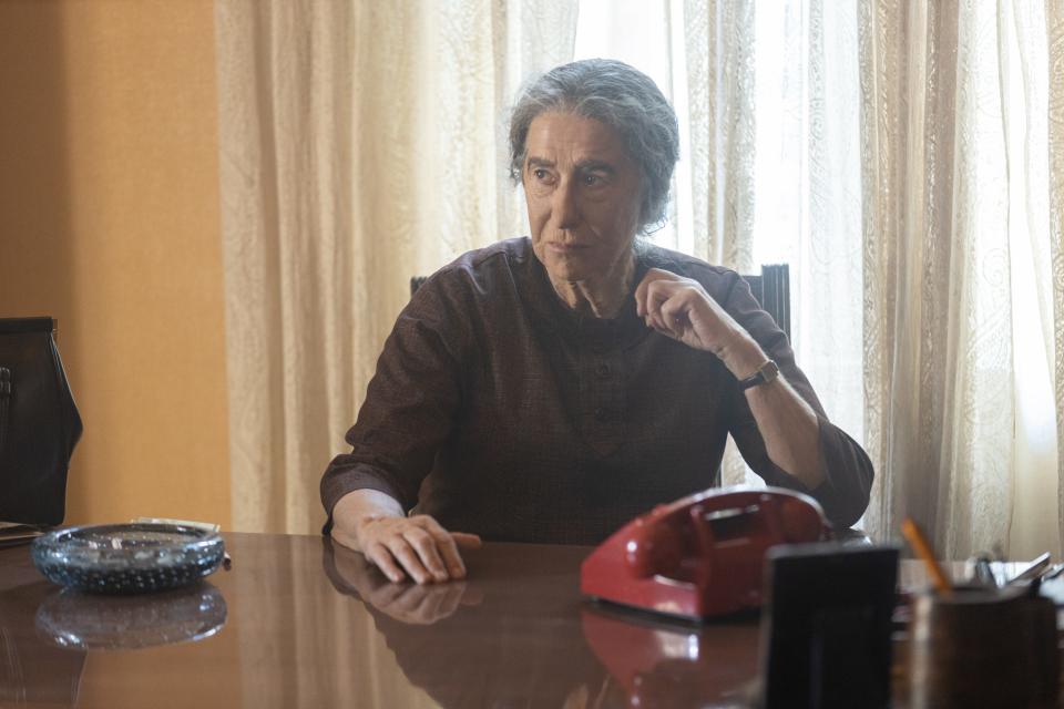 Israeli Prime Minister Golda Meir (Helen Mirren) looks for ways to help her country survive all-out war in "Golda."