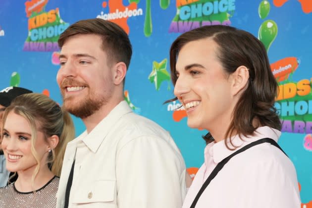 MrBeast and Ava Kris Tyson at the 2023 Nickelodeon Kids' Choice Awards.  - Credit: Kevin Mazur/Getty Images