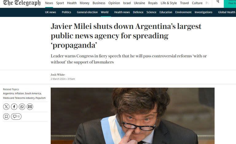 La Asamblea Legislativa de Milei en The Telegraph