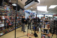 <p>Yahoo News looks all prepared for Katie Couric’s interview with actress Gal Gadot at the Midtown Comics in New York City on May 23, 2017. (Gordon Donovan/Yahoo News) </p>