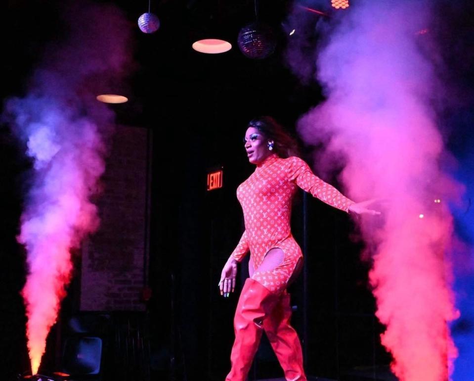 Drag queen Kardi Redd Diamond is shown during a performance. The Canton resident is a well-known drag artist in Northeast Ohio.