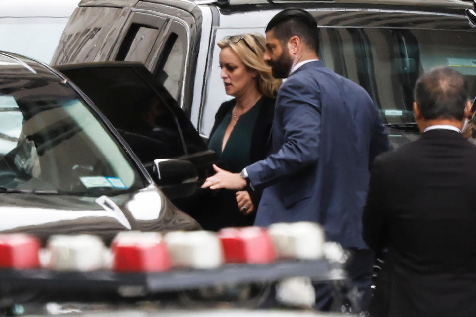 NEW YORK, NEW YORK - MAY 09: Stormy Daniels leaves Manhattan Criminal Court on May 09, 2024 in New York City. Daniels, whose sexual encounter with former president Donald Trump is at the center of his hush money case, has concluded her testimony at the trial. Trump faces 34 felony counts of falsifying business records in the first of his criminal cases to go to trial.  (Photo by Michael M. Santiago/Getty Images)