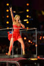 LONDON, ENGLAND - AUGUST 12: Geri Haliwell of the Spice Girls performs during the Closing Ceremony on Day 16 of the London 2012 Olympic Games at Olympic Stadium on August 12, 2012 in London, England. (Photo by Jeff J Mitchell/Getty Images)