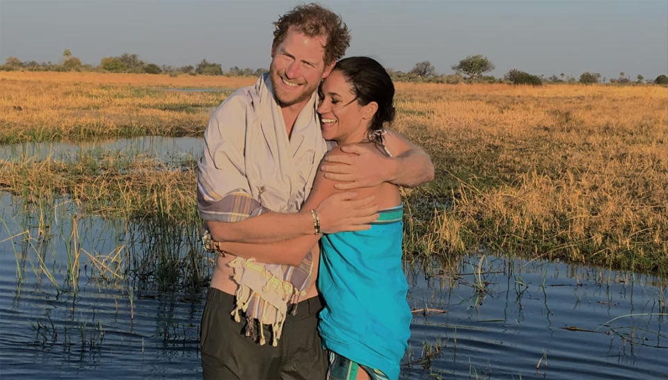 <p>"I was astonished that she said 'yes,' " Harry reveals in episode one. "This woman, that I've really met twice, she's coming to Botswana and we're gonna be living in a tent for five days!"</p>