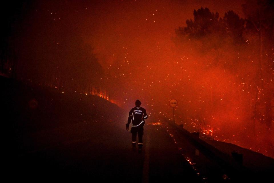 A firefighter in Manteigas, central Portugal (AFP/Getty)