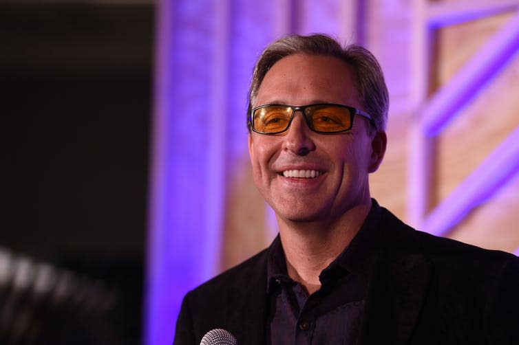 <span class="caption">Dave Asprey, complete with blue light filtering glasses.</span> <span class="attribution"><a class="link " href="https://www.flickr.com/photos/collisionconf/26966143517/in/photostream/" rel="nofollow noopener" target="_blank" data-ylk="slk:Collision Conf/Flickr;elm:context_link;itc:0;sec:content-canvas">Collision Conf/Flickr</a>, <a class="link " href="http://creativecommons.org/licenses/by/4.0/" rel="nofollow noopener" target="_blank" data-ylk="slk:CC BY;elm:context_link;itc:0;sec:content-canvas">CC BY</a></span>