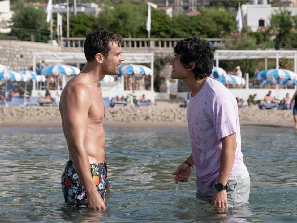 Beach brawl: Theo James and Will Sharpe star as Cameron and Ethan (HBO/Sky)