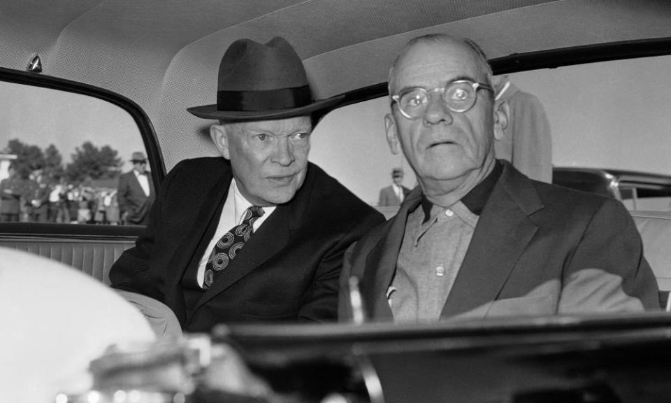 President Dwight Eisenhower with Clifford Roberts, chairman of the Augusta National board in 1959