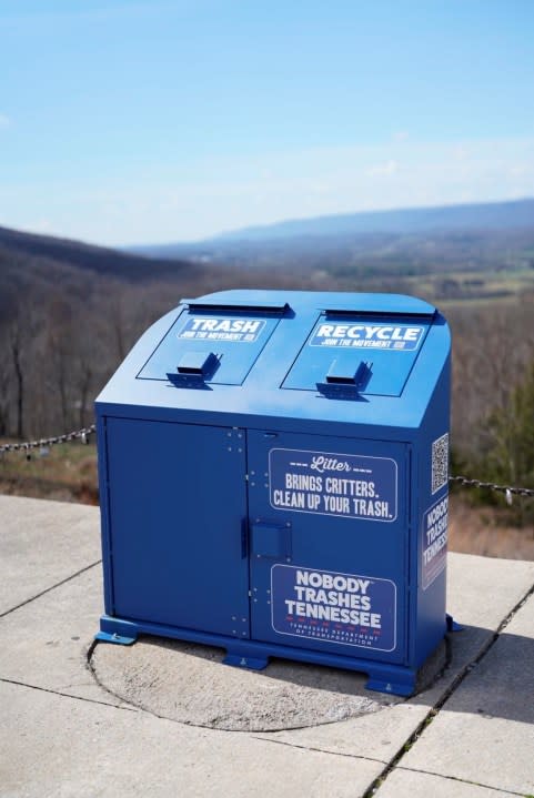 A bear-proof bin installed along one of Tennessee’s scenic byways. (Courtesy: TDOT)