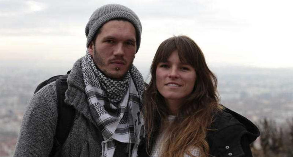 Benjamin Briere and his sister Blandine Briere pose in Lyon, central France in 2013. He was arrested after taking photos with a drone.