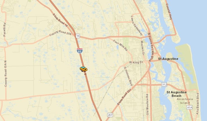 The crash happened between SR 16 and SR 207 in St. Johns County.