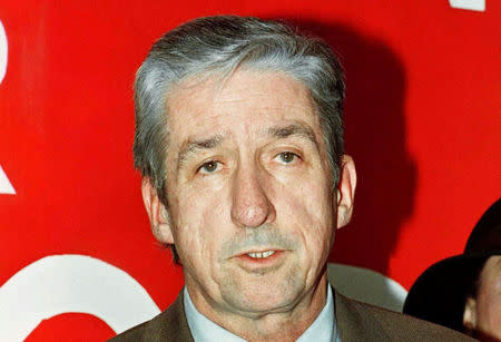 Tom Hayden announces his candidacy for mayor of Los Angeles during a news conference in this file photo dated January 5, 1997 in Los Angeles. REUTERS/Fred Prouser/File Photo