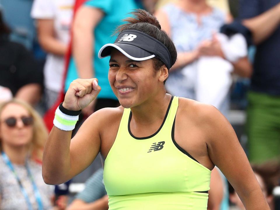Heather Watson celebrates her first round win at the Australian Open: Getty