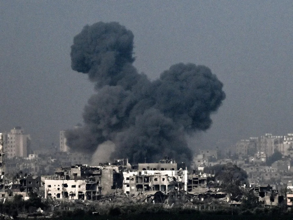 A picture taken from near the southern Israeli city of Sderot on October 28, 2023