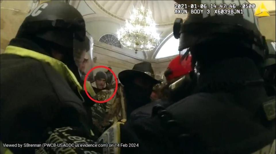 Screenshot of Metropolitan Police Department body-worn camera footage, with Hennessey circled in red