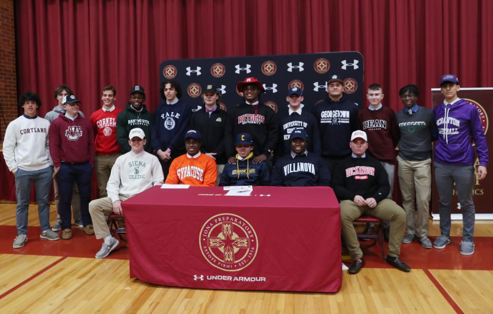 Iona Prep had nineteen students signing National Letters of Intent at a ceremony in the gym at Iona Prep in New Rochelle Dec. 21, 2022. 