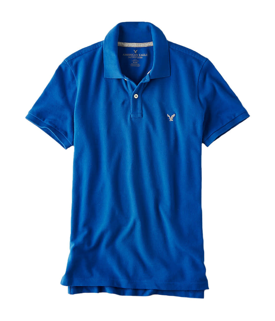 <p>AEO solid piqué polo, $20, <a href="https://www.ae.com/men-aeo-solid-pique-polo-cobalt-blue/web/s-prod/1165_8415_499?cm=sUS-cUSD&catId=cat3130041" rel="nofollow noopener" target="_blank" data-ylk="slk:americaneagle.com;elm:context_link;itc:0;sec:content-canvas" class="link ">americaneagle.com</a></p>