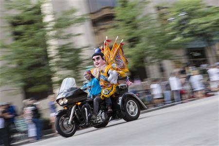 Harley riders participate in the Harley Davidson 110th Anniversary Celebration parade in Wisconsin Avenue, Milwaukee August 31, 2013. REUTERS/Sara Stathas