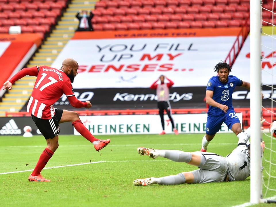 David McGoldrick of Sheffield United scores: 2020 Pool