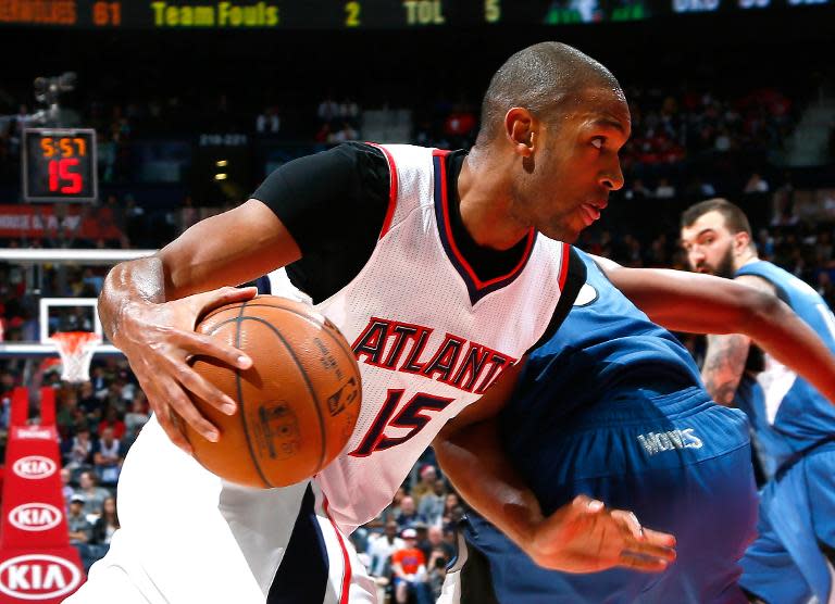 Atlanta Hawks' Al Horford during a game against the Minnesota Timberwolves at Philips Arena on January 25, 2015