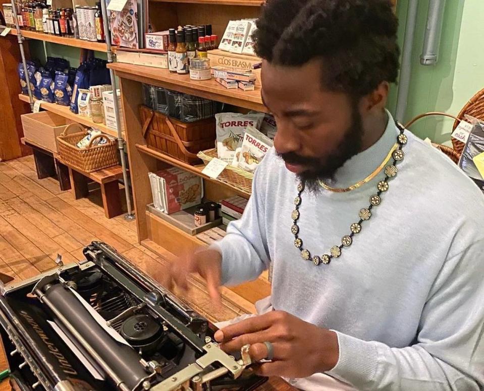 Marcus Lattimore prefers writing his poems on a typewriter.