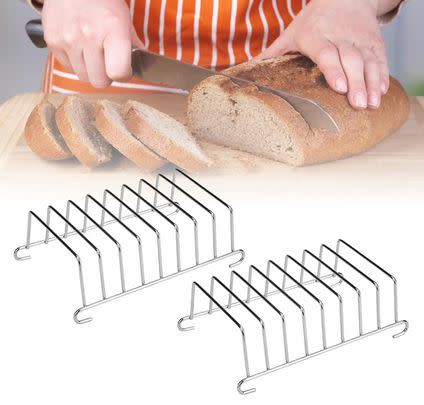 Some stainless steel racks for toasting bread, bagels, and crumpets