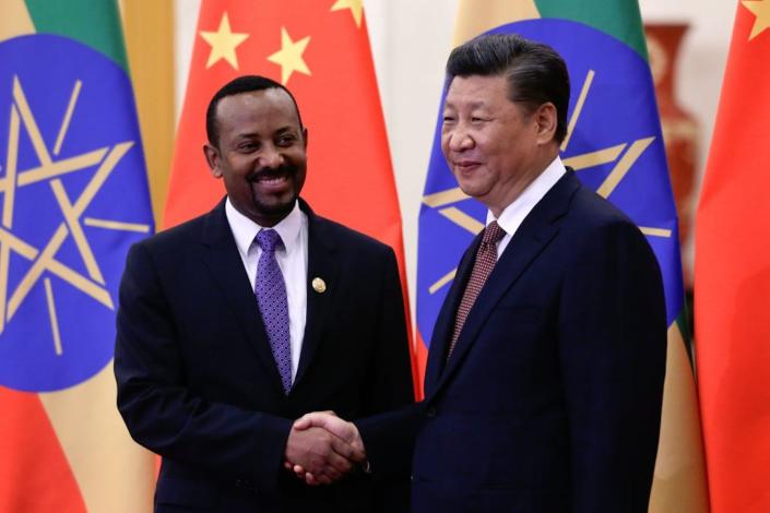 Ethiopia's Prime Minister Abiy Ahmed (left) with China's President Xi Jinping in Beijing in 2018. Andy Wong / AFP via Getty Images