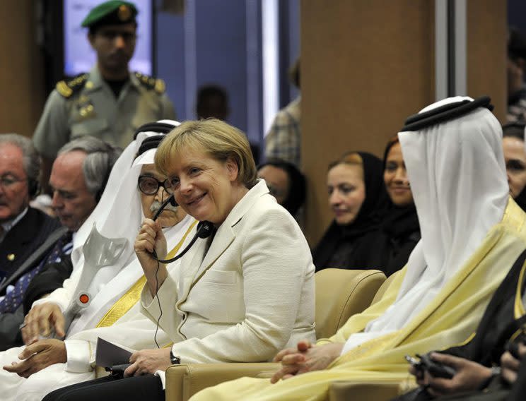 German Chancellor Angela Merkel during a visit to the Saudi Arabian Chamber of Commerce. (Photo: Getty Images)