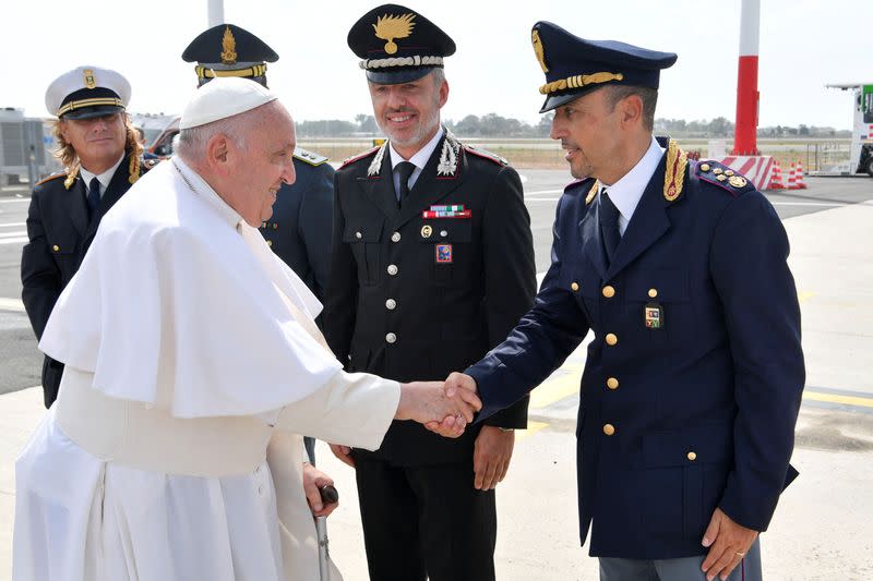 Pope Francis departs ahead of his visit to Marseille