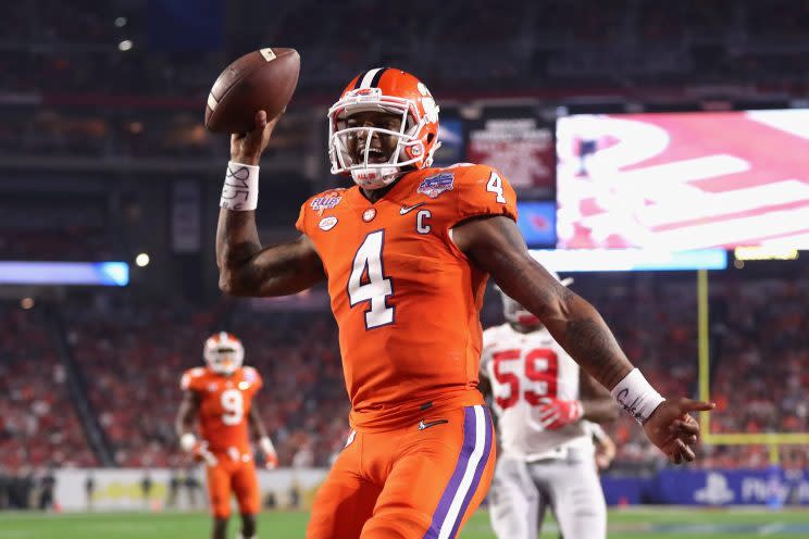 Deshaun Watson and the Tigers will meet Alabama for the title again on Jan. 9. (Getty)