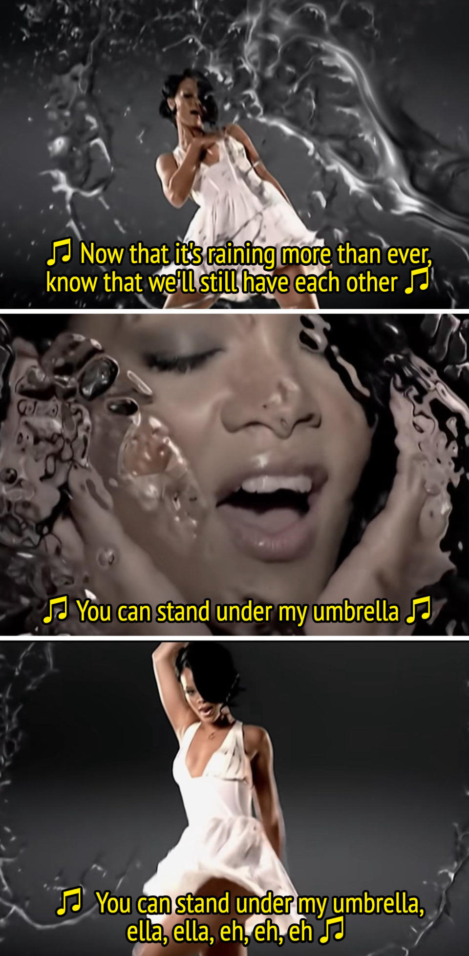 Rihanna in her "Umbrella" music video