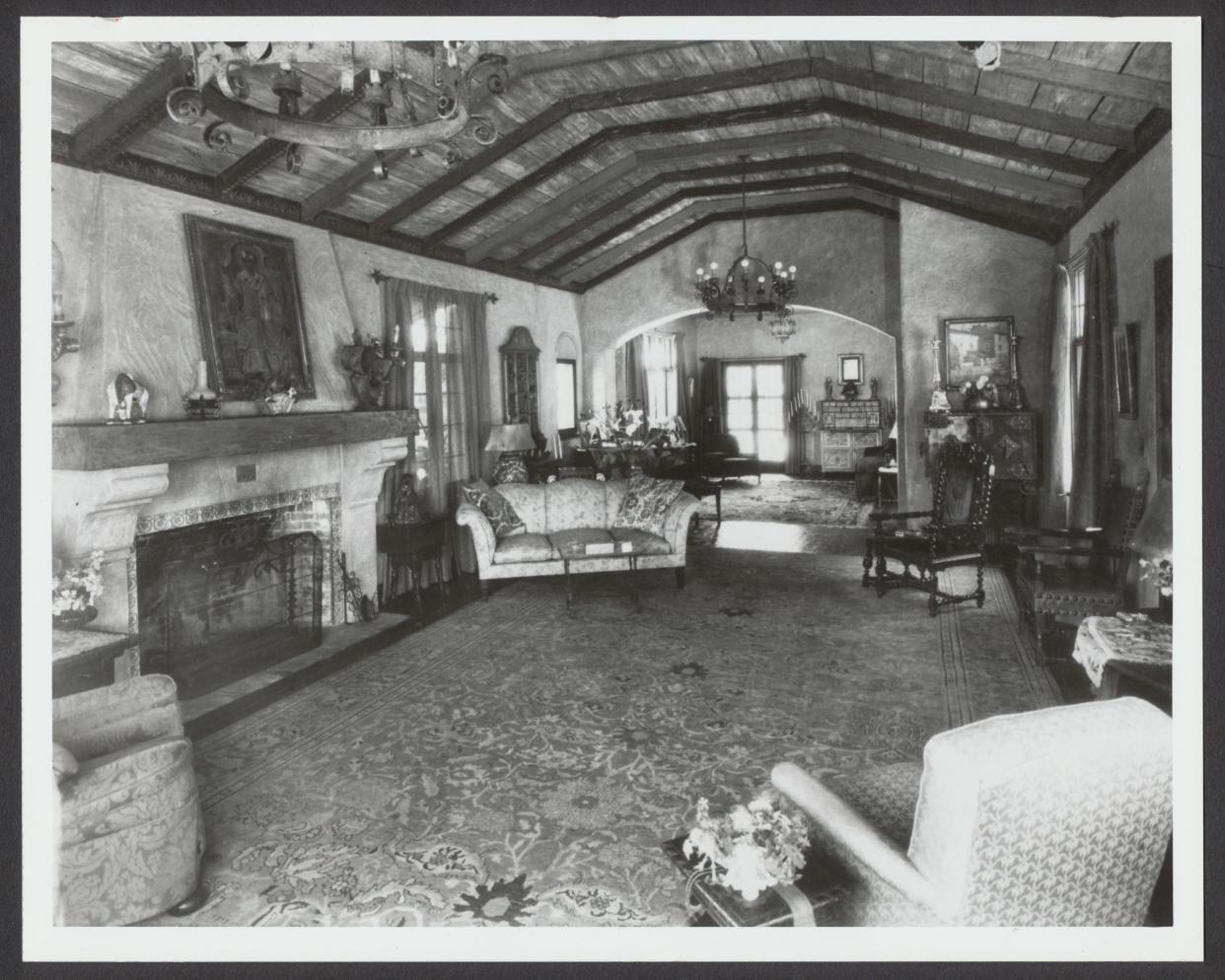 Interior of the Karl Bickel House, ca 1935.