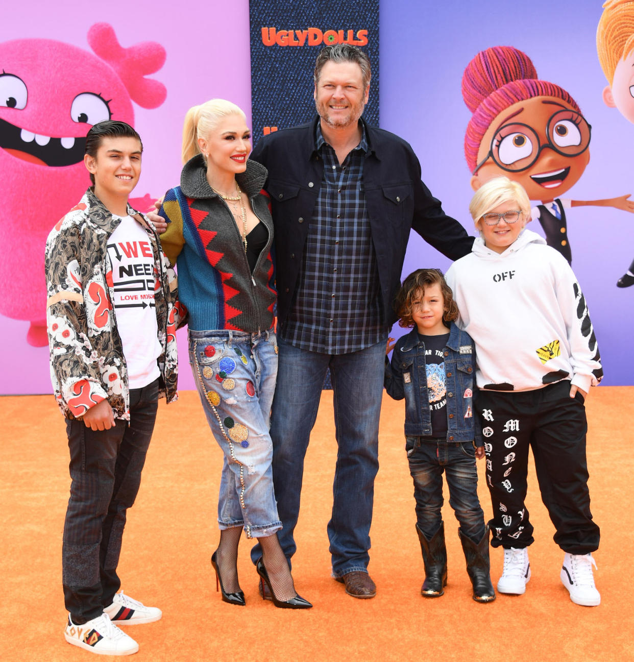 Kingston Rossdale, Gwen Stefani, Blake Shelton, Apollo Bowie Flynn Rossdale, and Zuma Nesta Rock Rossdale (Jon Kopaloff / FilmMagic)