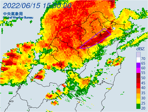 台北市、新北市、桃園市發布大雷雨即時訊息。（圖／氣象局）