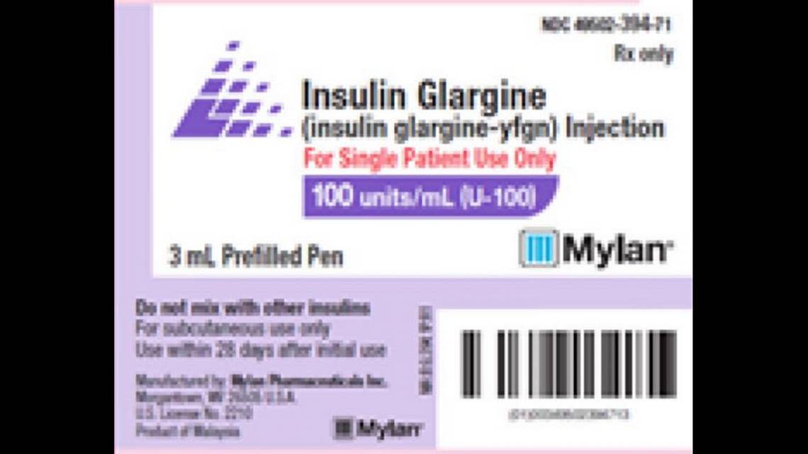The label on the recalled Insuline Glargine injection pens