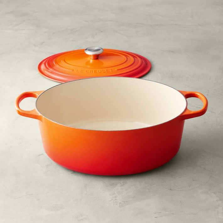 <p><a href="https://go.redirectingat.com?id=74968X1596630&url=https%3A%2F%2Fwww.williams-sonoma.com%2Fproducts%2Fle-creuset-signature-oval-dutch-oven-8-qt&sref=https%3A%2F%2Fwww.delish.com%2Ffood%2Fa51858%2Fthings-you-should-know-before-buying-le-creuset%2F" rel="nofollow noopener" target="_blank" data-ylk="slk:Shop Now;elm:context_link;itc:0;sec:content-canvas" class="link ">Shop Now</a></p><p>Le Creuset Signature Enameled Cast Iron Oval Dutch Oven 8-Qt. French Grey</p><p>$299.95</p><p>williams-sonoma.com</p>