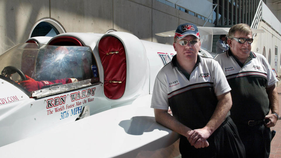 Ken Warby, pictured here with son David in 2003.