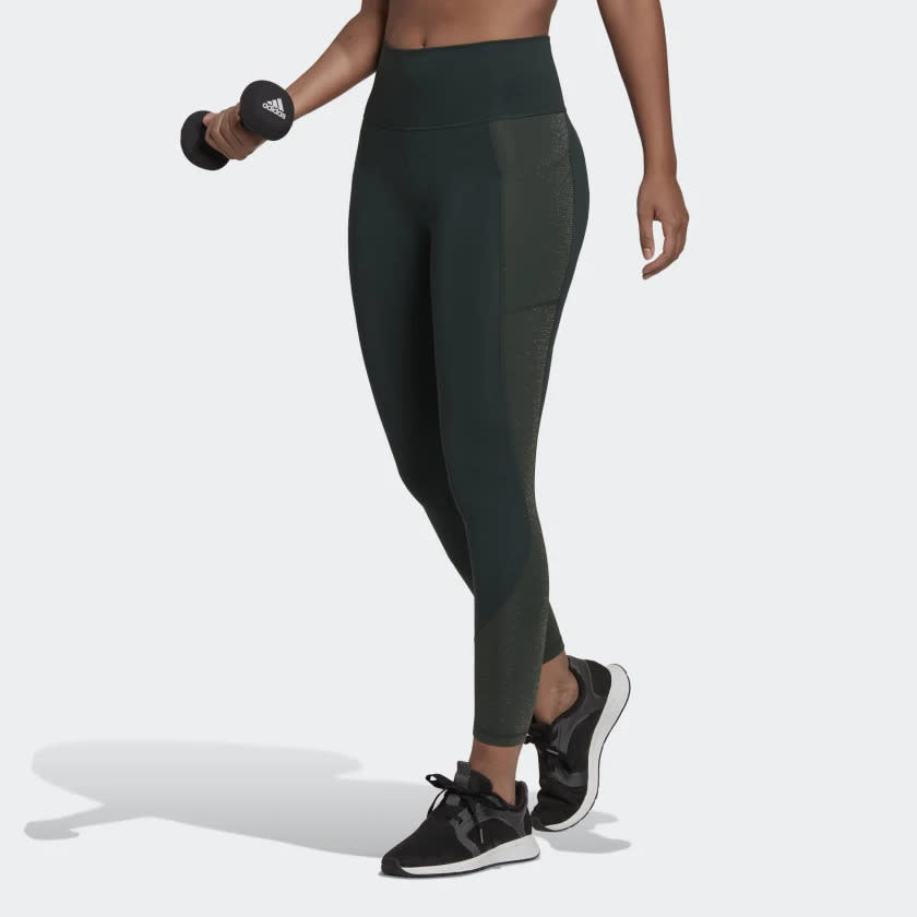 Optime Training Shiny Full Length Leggings. Image via Adidas.