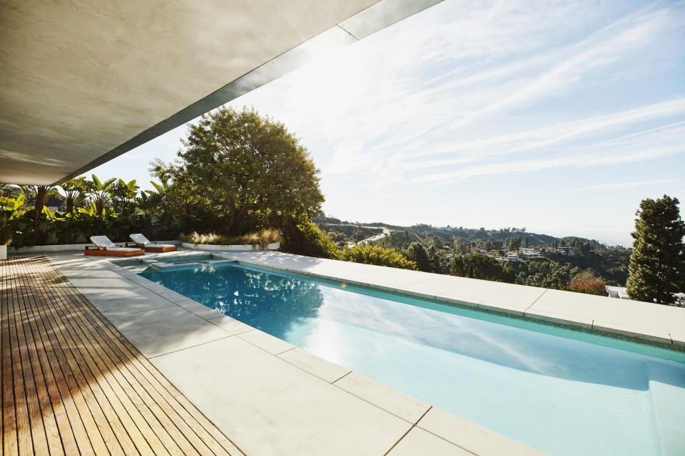 A pool in a modern home.