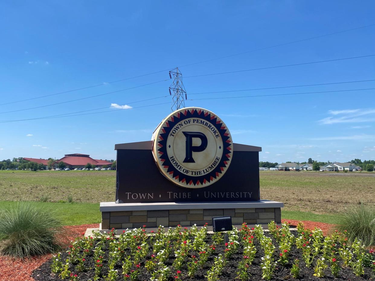 Town of Pembroke sign in Pembroke, North Carolina