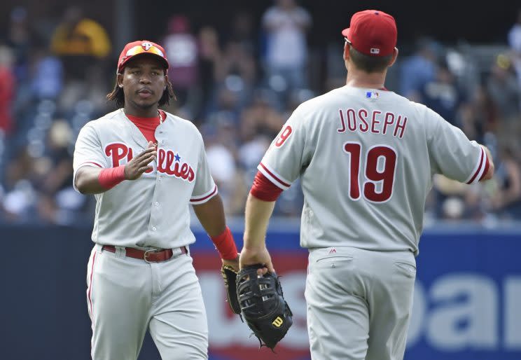 The Phillies pulled off a triple play Sunday. (Getty Images/Denis Poroy)