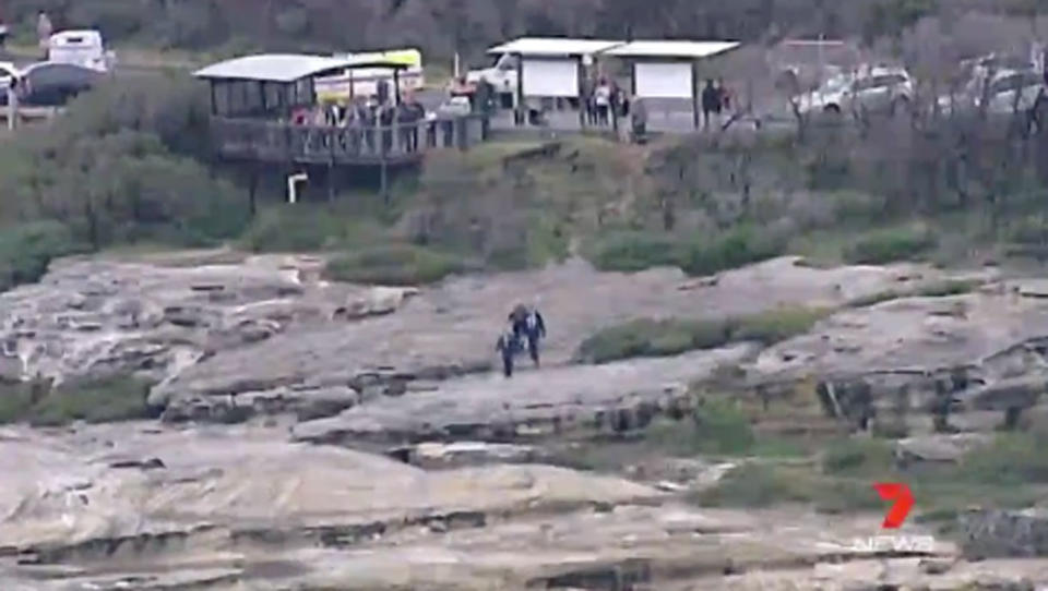 A man has died after he fell from a cliff in Sydney’s south near a whale-watching platform. Photo: 7News