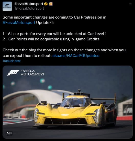 Cambios y mejoras importantes están en camino a Forza Motorsport