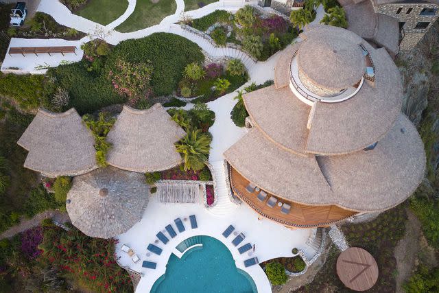 <p>Courtesy of The Aerial BVI</p> The Aerial BVI lobby and pool deck.