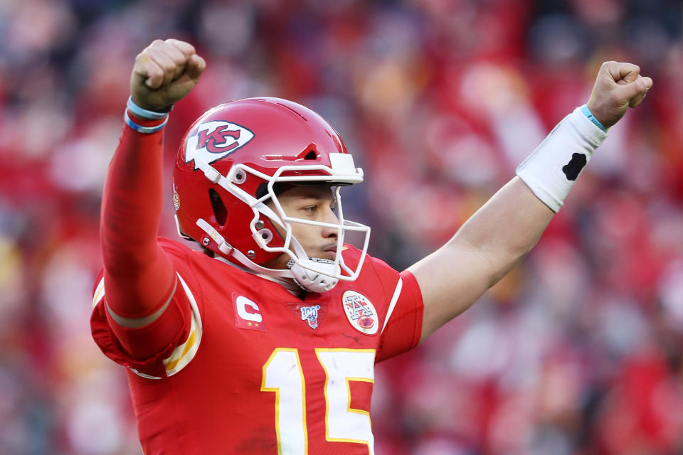 Patrick Mahomes of the Kansas City Chiefs will play in his first Super Bowl. (Photo by Jamie Squire/Getty Images)