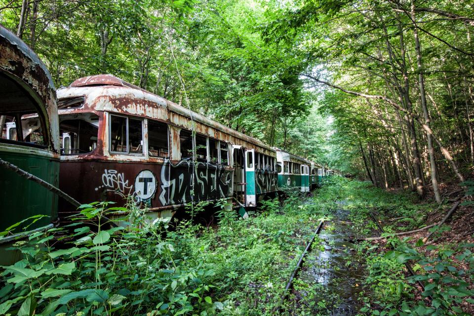 <p>Abandoned trolley graveyard in Pennsylvania. (Photo: Abandoned America/Caters News) </p>