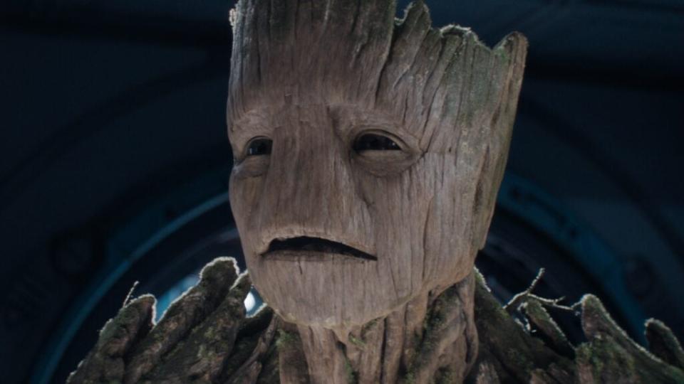Groot (voiced by Vin Diesel) in Marvel Studios’ Guardians of the Galaxy Vol. 3. Photo courtesy of Marvel Studios. © 2023 MARVEL.