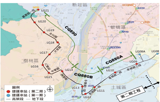 萬大線全線完工後將滿足台北市中正區、萬華區及新北市中永和、土城、板橋、樹林、新莊地區間的交通運輸需求，大幅提昇雙北與桃園間的交通運輸需求。   圖：台北市政府捷運工程局／提供