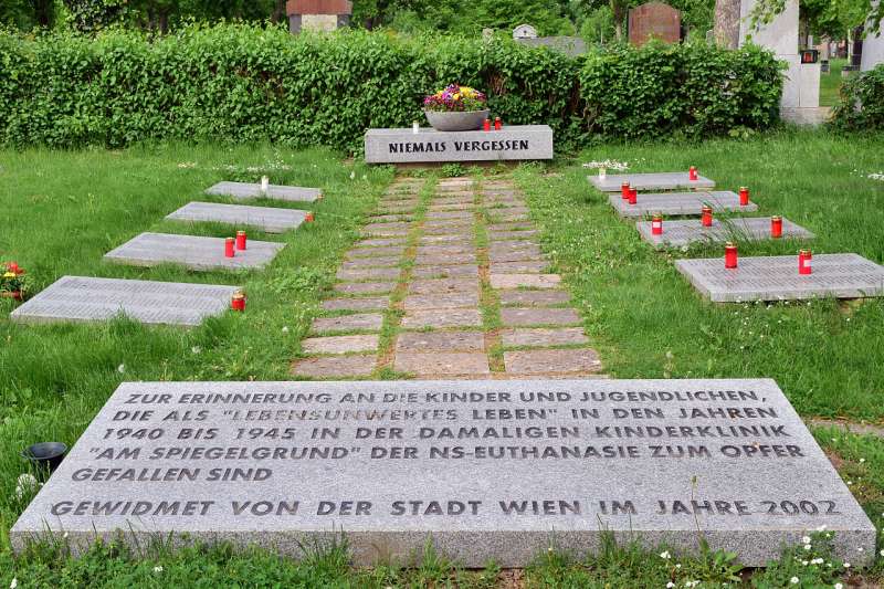 二戰時期，在奧地利維也納「市立兒童精神科診所」遭到安樂死的兒童之墓（（Haeferl@Wikipedia / CC BY-SA 3.0））