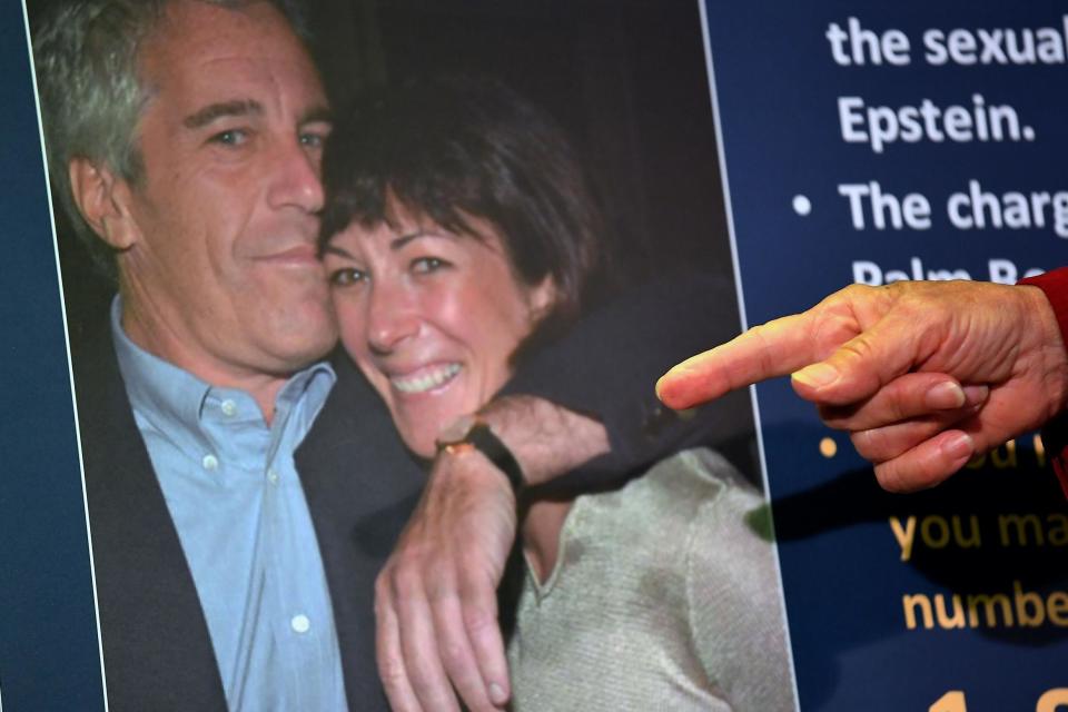 Charges against Ghislaine Maxwell are announced on 2 July 2020 during a press conference in New York City: JOHANNES EISELE/AFP via Getty Images